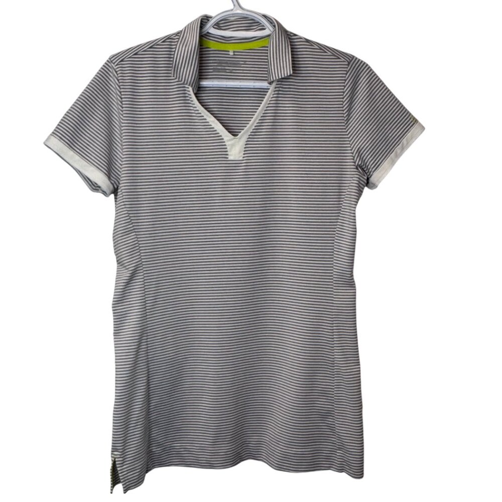 Nike grey and white Golf Tour Performance dri-fit striped shirt size M